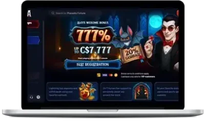 Dracula casino lobby on a laptop